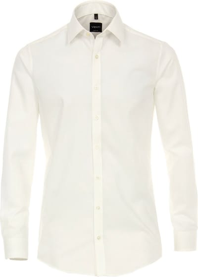 VENTI body fit overhemd - popeline - beige - Strijkvriendelijk - Boordmaat: 39