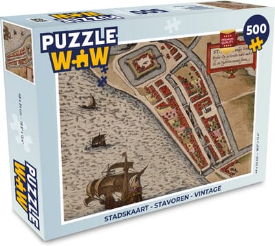 Puzzel Stadskaart - Stavoren - Vintage - Legpuzzel - Puzzel 500 stukjes - Plattegrond