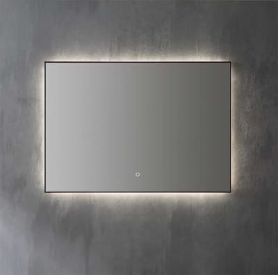 Aluminium spiegel decor met LED verlichting - Mat Zwart 80x70x3