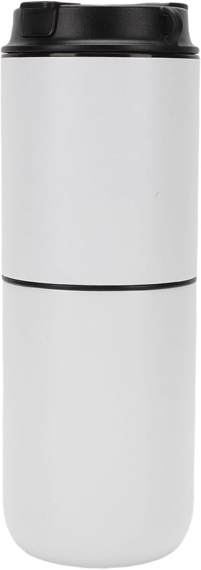 Elektrisch Koffiezetapparaat - Draagbare Koffiemaker - Onderweg Koffie - 15 Maalinstellingen - 350 Ml Capaciteit - Wit