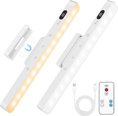 2 Stuks USB C Oplaadbare Kastverlichting Magnetische Onderkast LED Verlichting 120 Leds Vijf Kleuren En Helderheidsinstellingen Voor Keuken Kledingkast En Berging 1500mAh Batterij