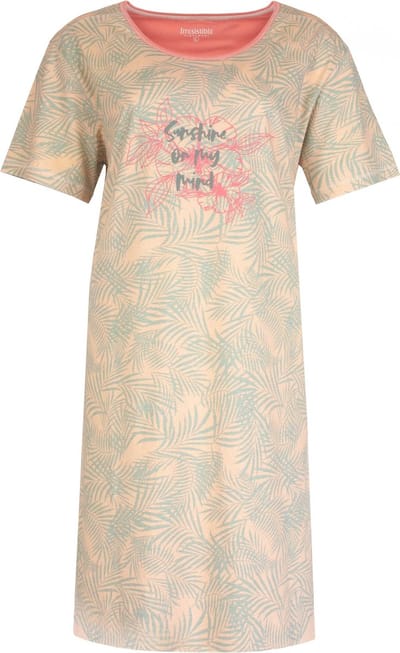 Irresistible Dames Nachthemd - Blader print - Roze - Maat S