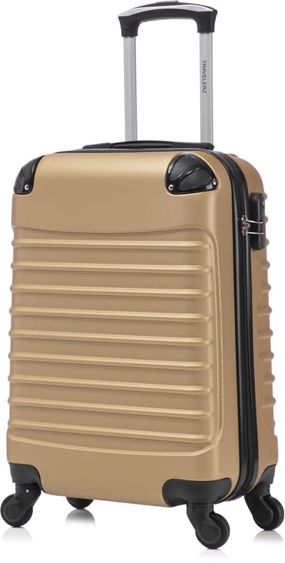 Travelerz Rome Koffer – Handbagage 39 Liter – Lichtgewicht ABS – Spinner Wielen – Goud – Met Cijferslot