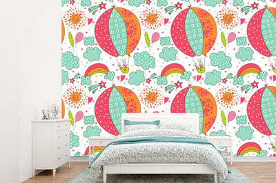Behang - Fotobehang Konijn - Patroon - Baby - Breedte 360 cm x hoogte 260 cm