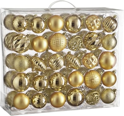 Christmas Baubles Set - 60 Pieces - Ø7 cm - Unbreakable - Gold