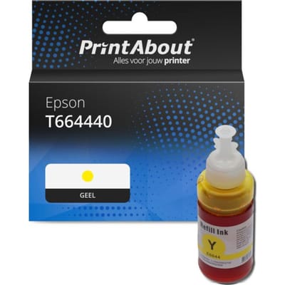 PrintAbout huismerk Inktcartridge T664440 Geel Geschikt voor Epson