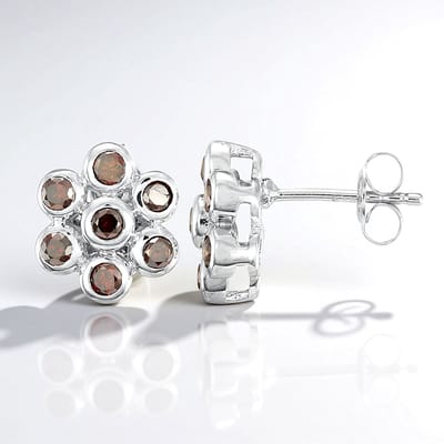 Cavill - Zilveren Oorbellen - 925 Sterling Zilver Platina Verguld - Fancy Diamanten 0,77 ct - Bloemvormige Oorbellen - Elegante Stijlvolle Damesring