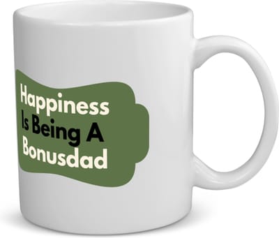 Akyol - happiness is being a bonusdad koffiemok - theemok - Papa - de liefste bonusvader - vader cadeautjes - vaderdag - verjaardag - geschenk - kado - 350 ML inhoud