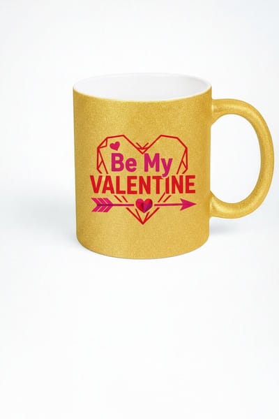 Gouden Glitter Mok 'Be My Valentine' - Uniek Valentijnsdag Cadeau voor Liefdevolle Momenten