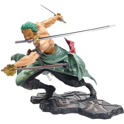 Heet 10CM Anime One Piece Actiefiguur Drie Zwaard Stijl Zoro PVC Verzameling Standbeeld Desktop Ornamenten Model Figuurtje Speelgoed Jongen Mooi Cadeau gray
