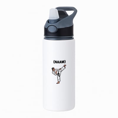 Hacebo® - Karate met eigen naam waterfles met rietje zwart - Sport - Karateka - Sport - water fles - 650ML