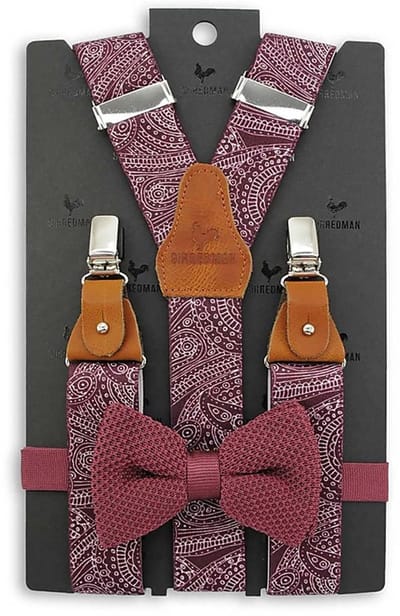 Sir Redman - Bretels met strik - bretels combi pack Paisley Sketch - mauve