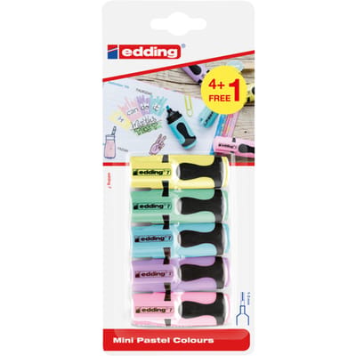 edding mini highlighter - blister van 5 pastel kleuren - fluostiften - back to school