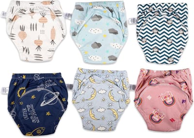 Bummy - Zindelijkheidsbroekjes - Oefenbroekjes zindelijkheid - 6 Stuks - Maat S (8-11kg) - Trainingsbroekjes - Wasbaar & Waterdicht - Zacht Premium Katoen - REACH-getest