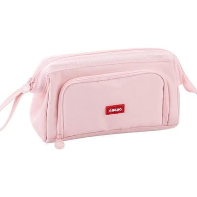 Angoo schattige etui speciale macaron kleur zijvenster canvas grote etui pennenbak opbergzak student school kantoorbenodigdheden roze