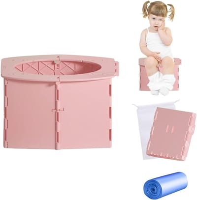 Opvouwbaar Kindertoilet voor Reizen, Draagbaar Toilet voor Baby's, Compacte Toiletpot voor Kinderen - Ideaal voor Thuis en Onderweg (Roze)