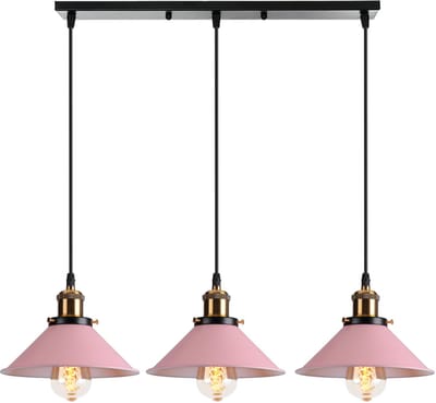 Hanglamp Modern E27 Kroonluchter Industriële 3 Licht Plafondlamp voor Keuken Slaapkamer Woonkamer Roze