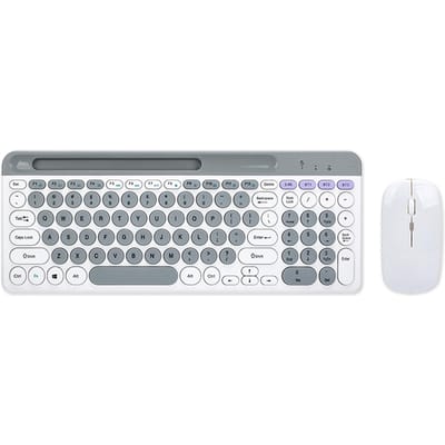 Dual-mode draadloos toetsenbord en muis combo 2.4G BT5.0 membraantoetsenbord BT 3-kanalen Can C Connect 0 wit