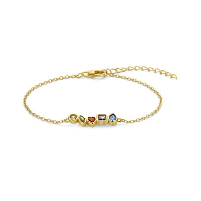 New Bling 9NB-1567 Zilveren Dames Armband met Gekleurde Zirkonia - Gold Plated - 925 Sterling Zilver - Verstelbaar 16-19,5 cm