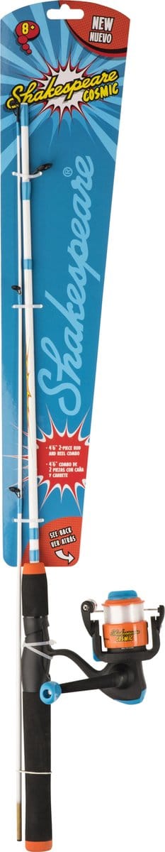 Shakespeare Cosmic Spincombo - Spinhengel met molen voor de jeugdige visser - 1,37m - 1 kogellager - inclusief 6lb vislijn - Oranje Wit