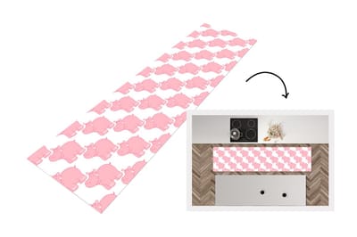 Keukenloper - Loper keuken - Nijlpaard - Roze - Meisje - Kind - Patronen - 200x50 cm - Keukenloper vinyl