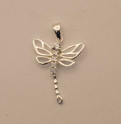 Zilveren hanger libel - sterling zilveren hanger vliegend libel - prachtige insect libel hangertje - dames hangers van zilver leuke insekten