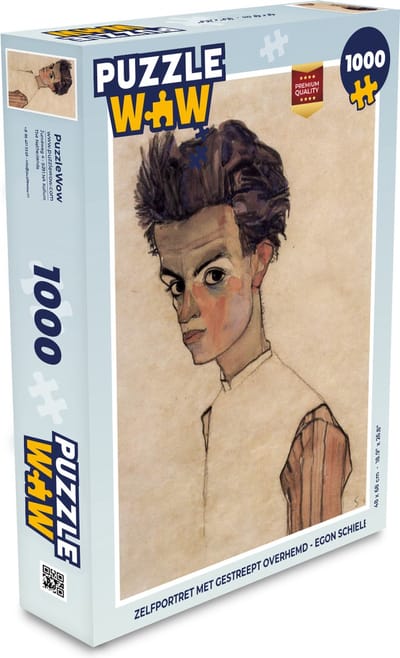 Puzzel Zelfportret met gestreept overhemd - Egon Schiele - Legpuzzel - Puzzel 1000 stukjes volwassenen
