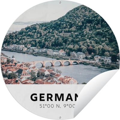 Tuincirkel Duitsland - Heidelberg - Zomer - 60x60 cm - Ronde Tuinposter - Buiten