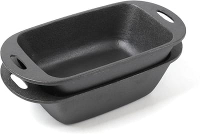 Gietijzeren Broodbakpan - Broodmaker Pan - Brood Bakken - Open Handgrepen - 29.97 x 14.48 x 7.62 cm - Zwart