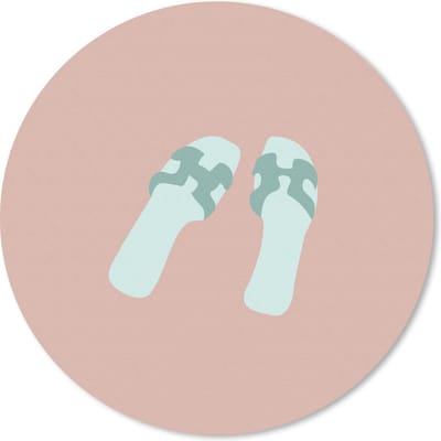 Muismat rond 20x20 cm - Mousepad Zomer - Slippers - Blauw - Ronde muismatten