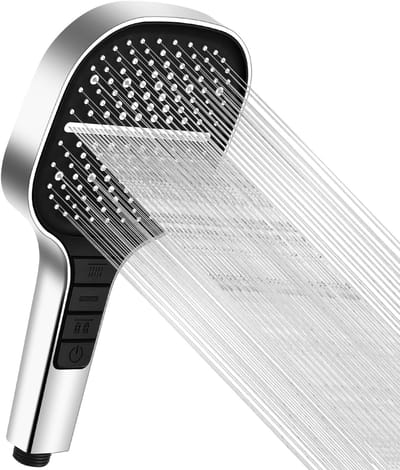Famanu – Waterbesparende handdouche met stopknop, 7 straalsoorten, drukverhogend, chroom