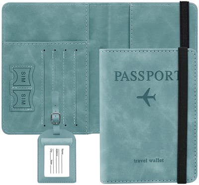 Dailygoods- Paspoorthouder RFID-blokkerend - Reisdocumenten Organizer - 4 Kaartsleuven - Muntenvak - Lichtgewicht - Waterdicht - Zacht Leer - Reisportemonnee