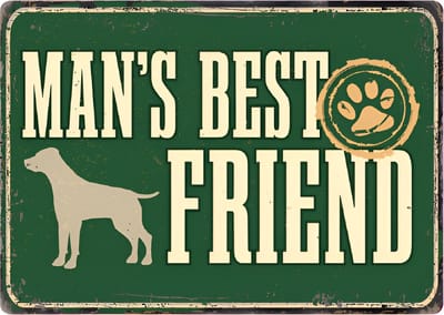 Plenty Gifts - Retro Stijl Blikken Bord | 'Man's Best Friend' Dog Illustration' | 21x14.8 cm | Wanddecoratie voor binnen en buiten