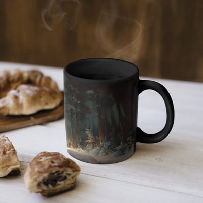 Magische Mok - Foto op Warmte Mokken - Koffiemok - Kerstboom - Bos - Sneeuw - meerkleurig - Magic Mok - Beker - 350 ML - Theemok