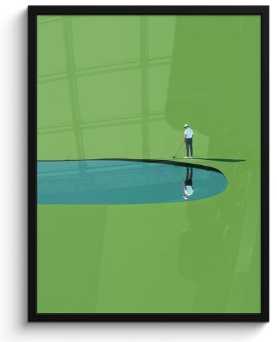 Poster in lijst - Fotolijst 60x80 cm - Posters - Persoon - Golf - Water - Blauw - Posterlijst zwart - Decoratie - Wanddecoratie woonkamer - Muurdecoratie slaapkamer - Kerstversiering - Kerstdecoratie voor binnen - Kerstmis