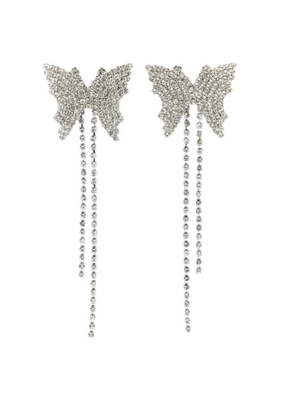AVANT-GARDE PARIS Dangler oorbellen - Crystal butterfly design - 1 stuk - Rhodium plating met kristallen