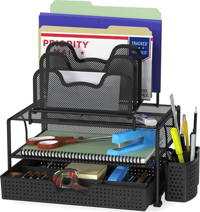 Bureau Organizer - Bureau Lade - Kantoor Opruimen - Dubbel Dienblad - 39x37x23.5 cm - Zwart