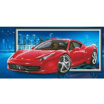 Diamond Dotz® - Diamond painting volwassenen - Rode ferrari 32 x 62cm - Ronde steentjes - Volledig pakket