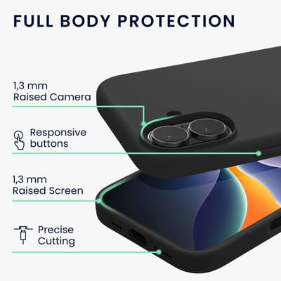 kwmobile telefoonhoesje geschikt voor Apple iPhone 17 - Hoesje met siliconen coating - Smartphone case in mat zwart
