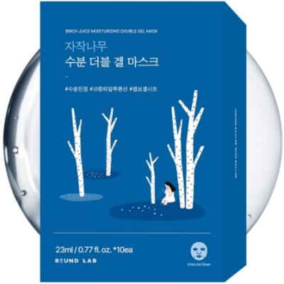 ROUND LAB Masque Double Gel Hydratant au Jus de Bouleau 23 ml x 10 Feuilles – Masque Visage Hydratant Intensif pour Peaux Sèches et Déshydratées, Soin Hydratant Apaisant