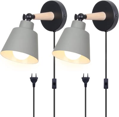 Wandlamp Binnen met Snoer - Wandlamp met Stekker voor Binnen - met Dimbare Schakelaar - Industrieel en Vintage - Woonkamer