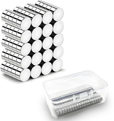 Magneten, 5 x 3 mm, extreem sterke ronde magneten, voor koelkast, foto's, knutselen, kaarten, whiteboard, met opbergdoos