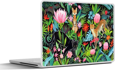 Laptop sticker - 10.1 inch - Jungle - Planten - Dieren - 25x18cm - Laptopstickers - Laptop skin - Cover