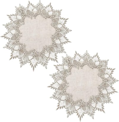 Ronde linnen placemats 40 cm diameter, grijs, neutraal en vintage design voor salontafel en eetkamer, perfect voor elke gelegenheid
