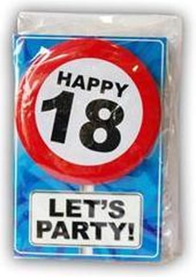 Verjaardagskaart met button 18 jaar
