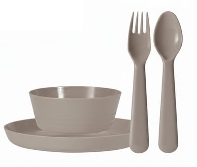 Excellent Houseware Kunststof kinderservies set - 24-delig - taupe - Campingservies / picknickservies - peuters