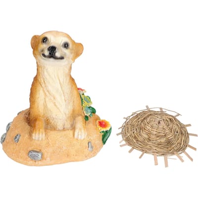 Strohoed Stokstaartje Ornamenten Stokstaartje Tuinbeeld Bloempot Decoratie Hars Ambachten voor Gazon beige