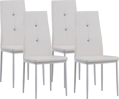 Albatros eetkamerstoelen set van 4 - DIAMOND set van 4, Wit - Edele diamant look, Gestoffeerde stoel met kunstlederen bekleding, Modern Eetkamerstoelen stijlvol design aan de eettafel - Keukenstoel of stoel eetkamer met hoge belastbaarheid