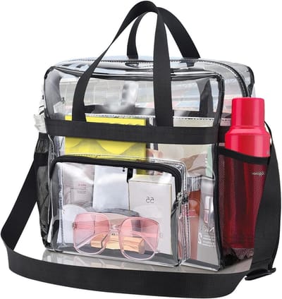 Allecto Plus - Transparante PVC draagtas stadion-boodschappentas voor sport, werk en concerten - Ideaal voor sportscholen - 30 x 30 x 15 cm