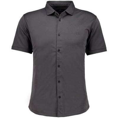 Ragman Overhemd Soft Knit Easy Care Short Sleeve Solid Color Antraciet / male